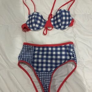 High waisted gingham bikini